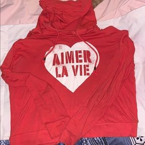 Forever 21 light-weight pink/red hooded sweatshirt